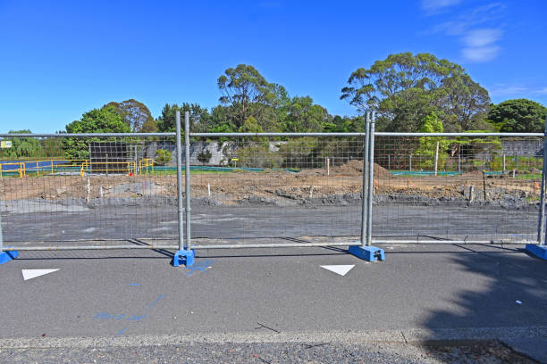 temporary boundary fence around road works